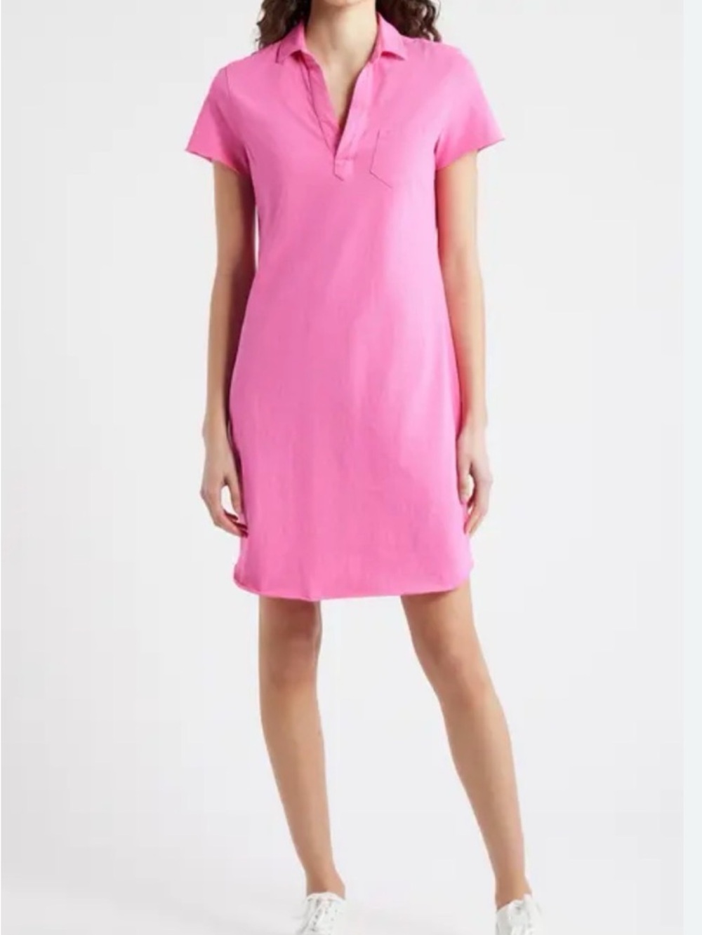 FRANK & EILEEN Rare Pink Color Lauren Short Sleeve Polo Shirt Dress XS $178 NWOT